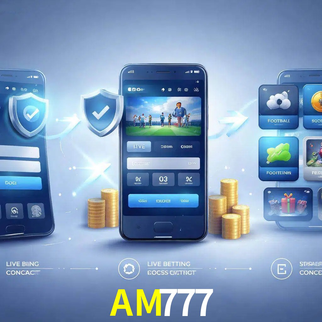 Pasos de acceso a la app AM777 en pantalla de teléfono móvil
